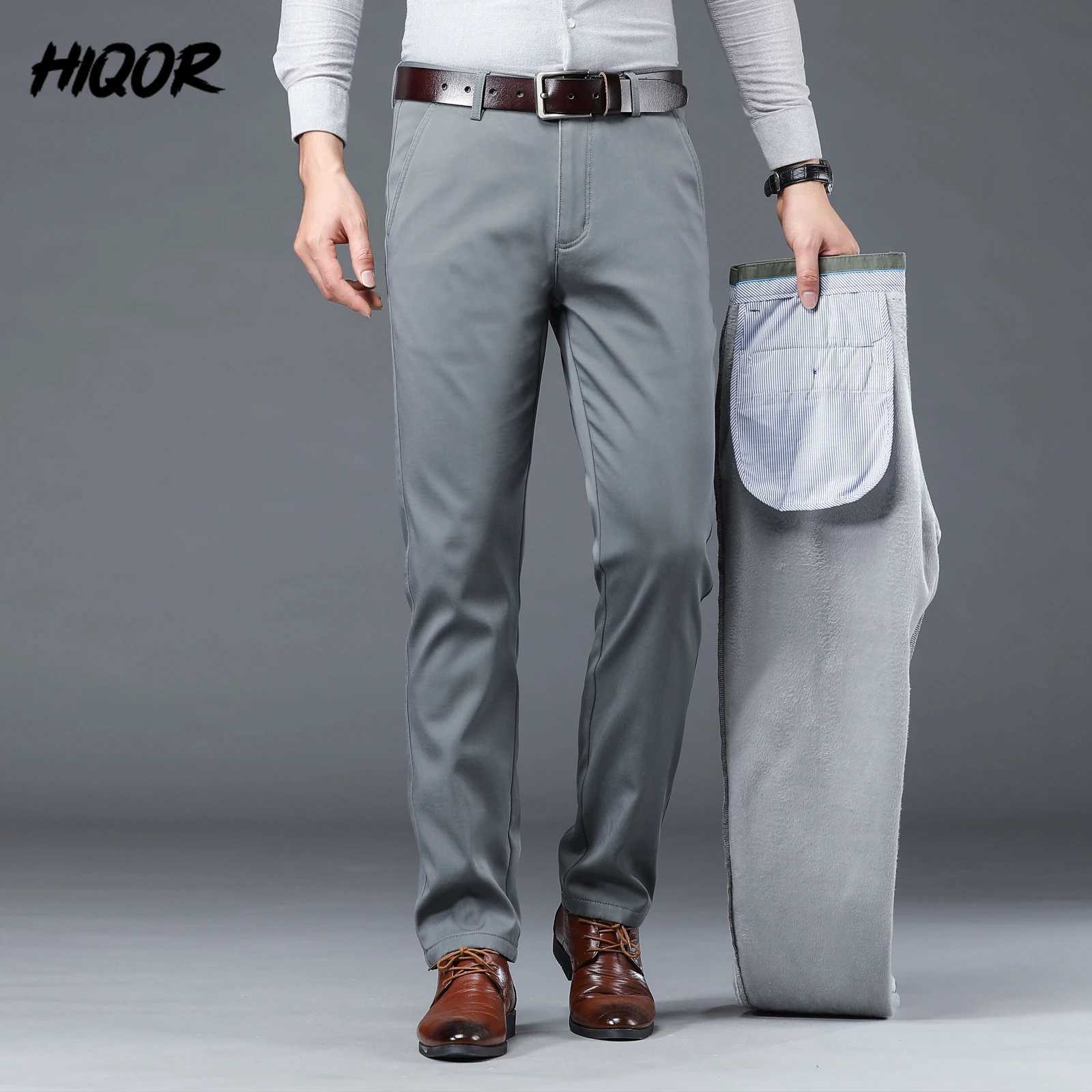 HIQOR Fashion Mens Clothing Winte Wool Mens Casual Pants Mens Business Formal Set Pants Straight Trouser Cotton Bag Pants W241009