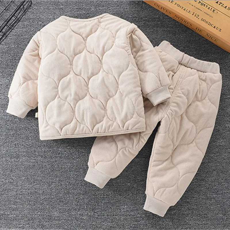 Down Coat Boys and girls winter apron set baby clothing set childrens denim jacket outerwear duvet cover jacket top+Pants 2PC 1-7 years old H241010