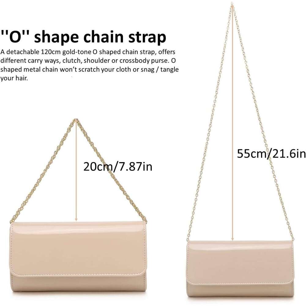 Patent Leather Envelope Clutch Womens Evening Handbag Stylish Shoulder Bag Purse for Christmas Wedding Party Prom