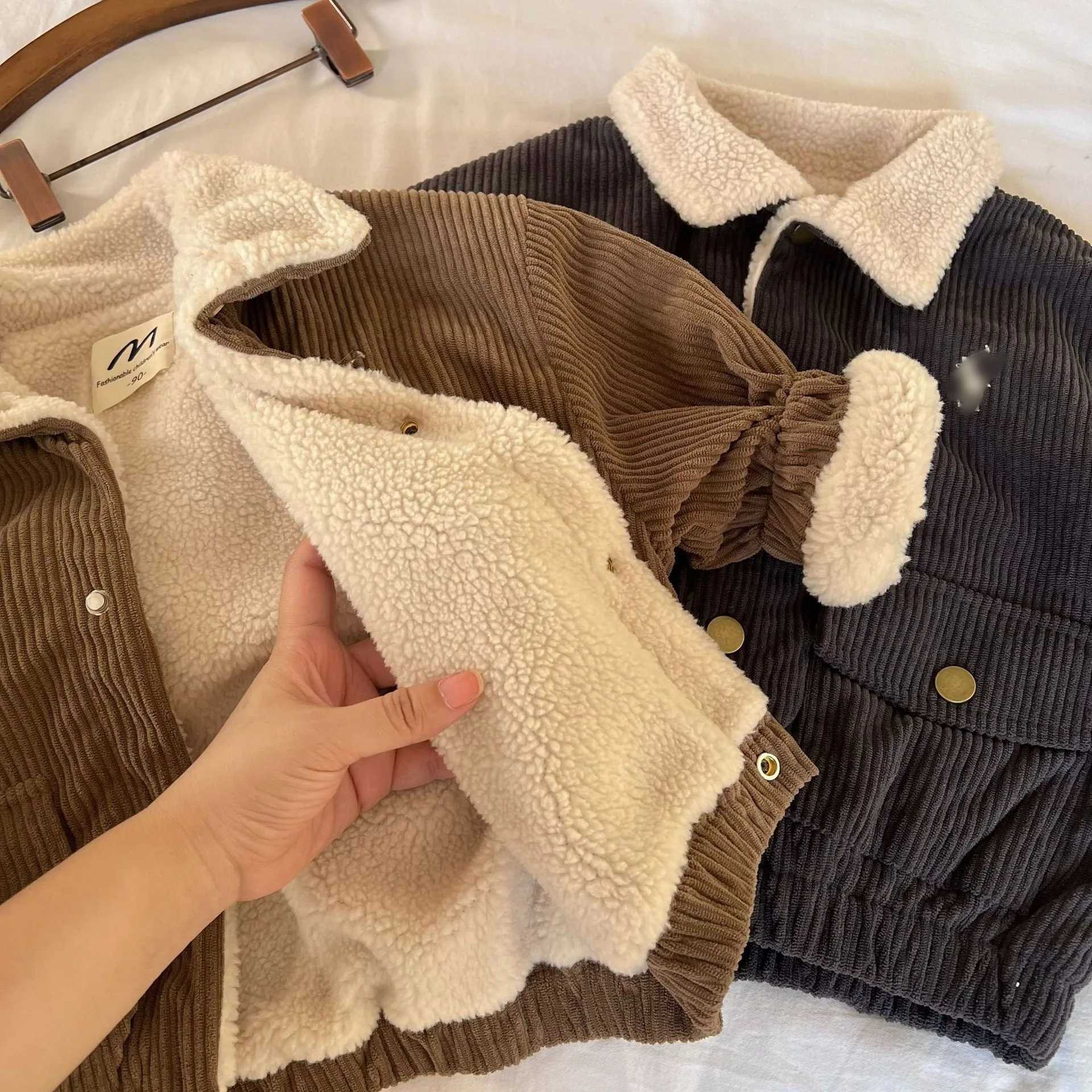 Down Coat 2024 Korean Children Baby Boys Girls Jacket Kids Outerwear Pit Stripe Turn down Collar Thick Solid High Quality Clothes Autumn H241123