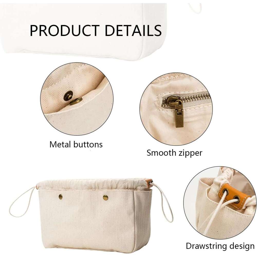 YONBEN Bag Divider Cotton Canvas Tote large Handbag Extra Large Purse Insert Organizer (L)