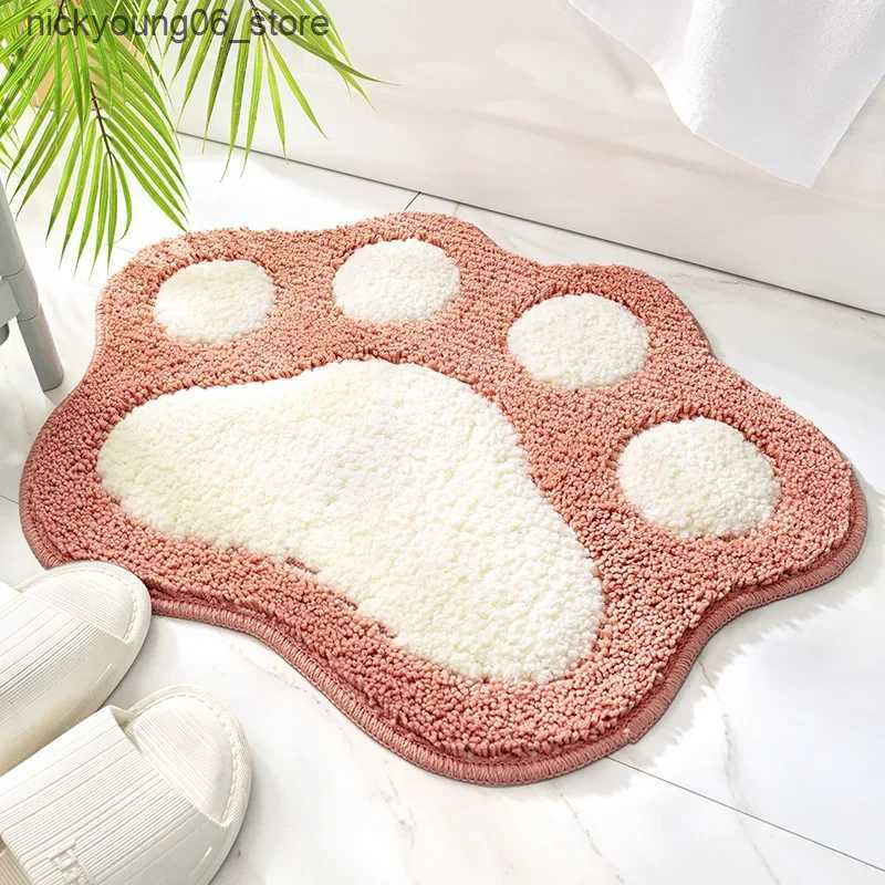 Non-Slip Bath Mats Cartoon Foot Shape Bath Mat Bathroom Door Absorbent Foot Mat Anti-slip Microfiber Bathroom Rug Machine Washable Bath Carpet L240910