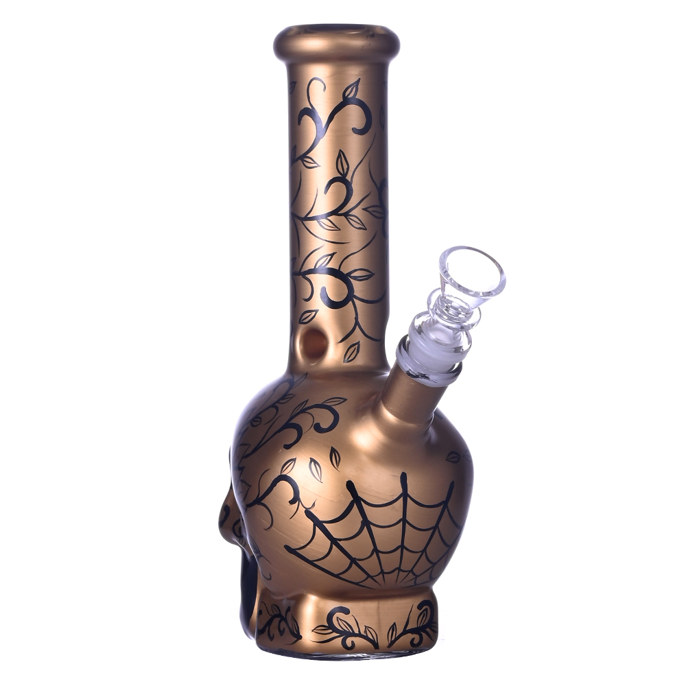 9.1in HippiesGlass,Hand Drawn Human Skeleton Glass Beaker Bong,Cute Halloween Bong,Borosilicate Glass Water Pipe,Glass Hookah,Smoking Accessaries