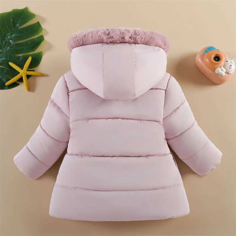 Down Coat Baby girl apron childrens fashion winter thick jacket 2024 new hoodie cotton casual trend park H241010