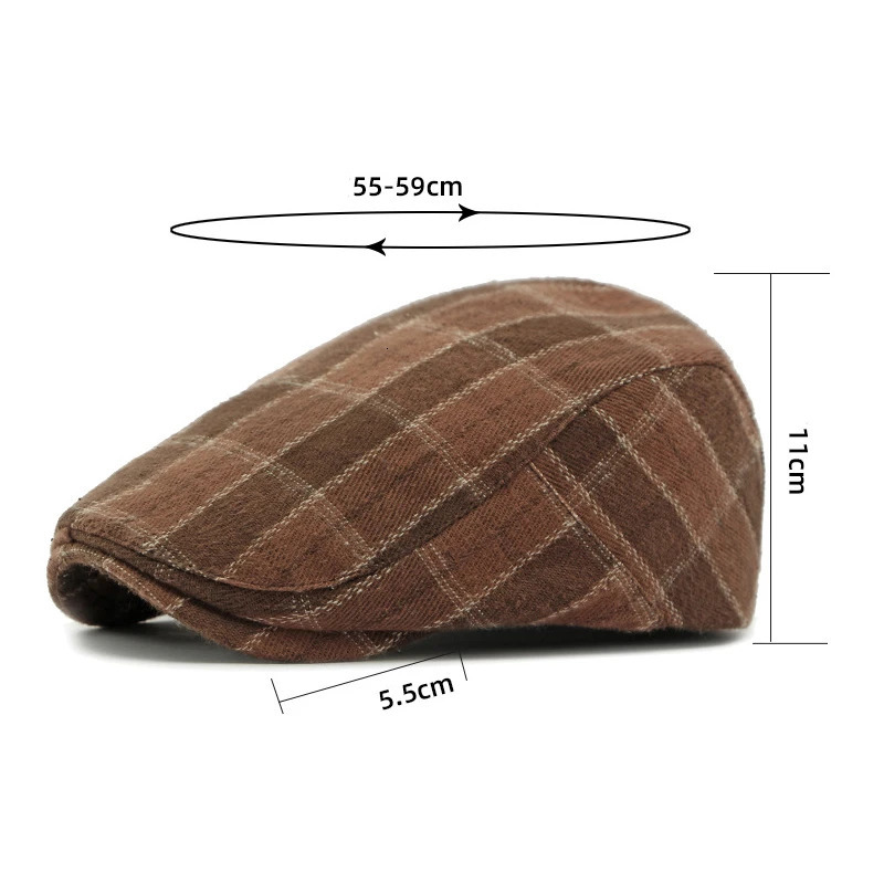 Neutral retro checkered beret reversible cotton s hat suitable for spring and summer styles 241007