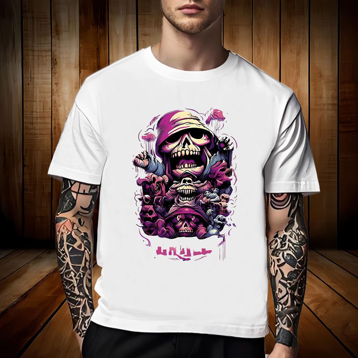 Brand Mens T Shirts 230g Cotton skull Home Outdoor Custom Big Size Breathable Soft Tshirts New Top Tees