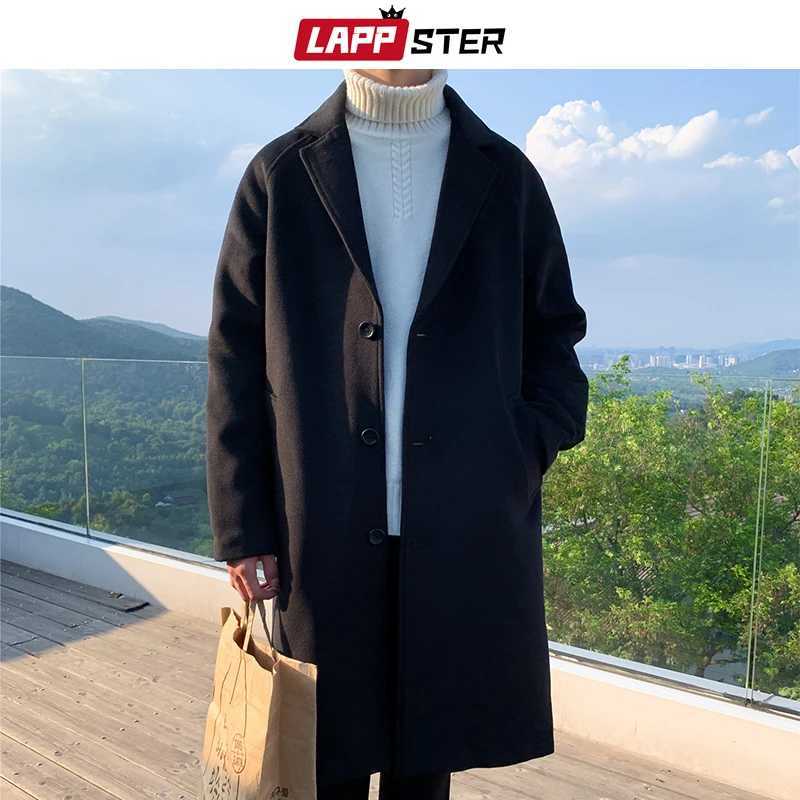 LAPPSTER Men Korean Fashion Winter Jacket Coats 2023 Wool Coat Mens Oversized Harajuku Overcoat Male Japanese Streetwear Jackets LX241010