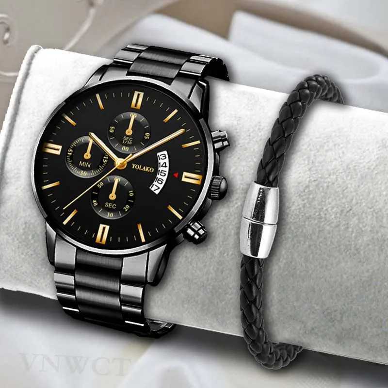 Fashion Stainless Steel Men Watch Bracelet Luxury Calendar Quartz Wristwatch Business Watches for Man Clock Relogio MasculinoX241010