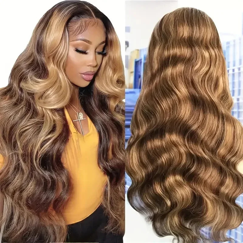 12A front lace wig womens medium wave piano partial color long curly full cover synthetic lace wig 241007