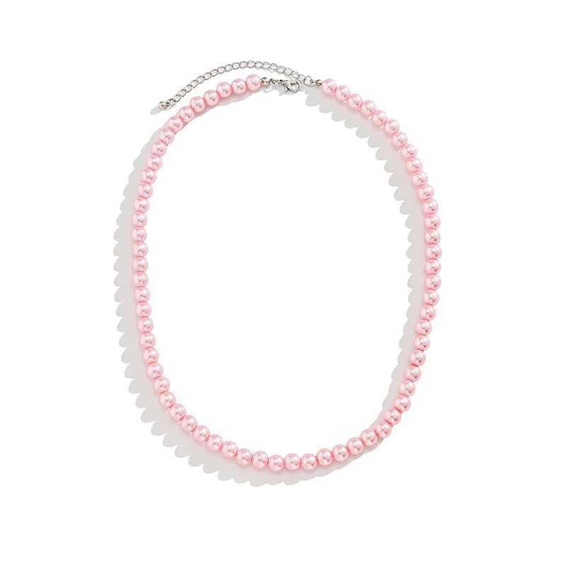 Trend Wedding Party Jewelry Pink Pearl Choker Necklace For Lovers Elegant Pink Imitation Pearl Beach Vacation Necklaces X0174X241009