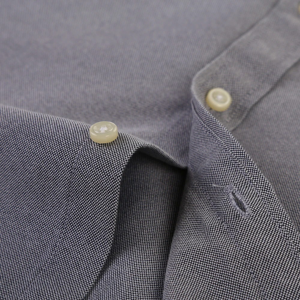 Mens Fashion Long Sleeve Solid Oxford Shirt Single Patch Pocket Simple Casual Standard-fit Button-down Collar Shirts 241010