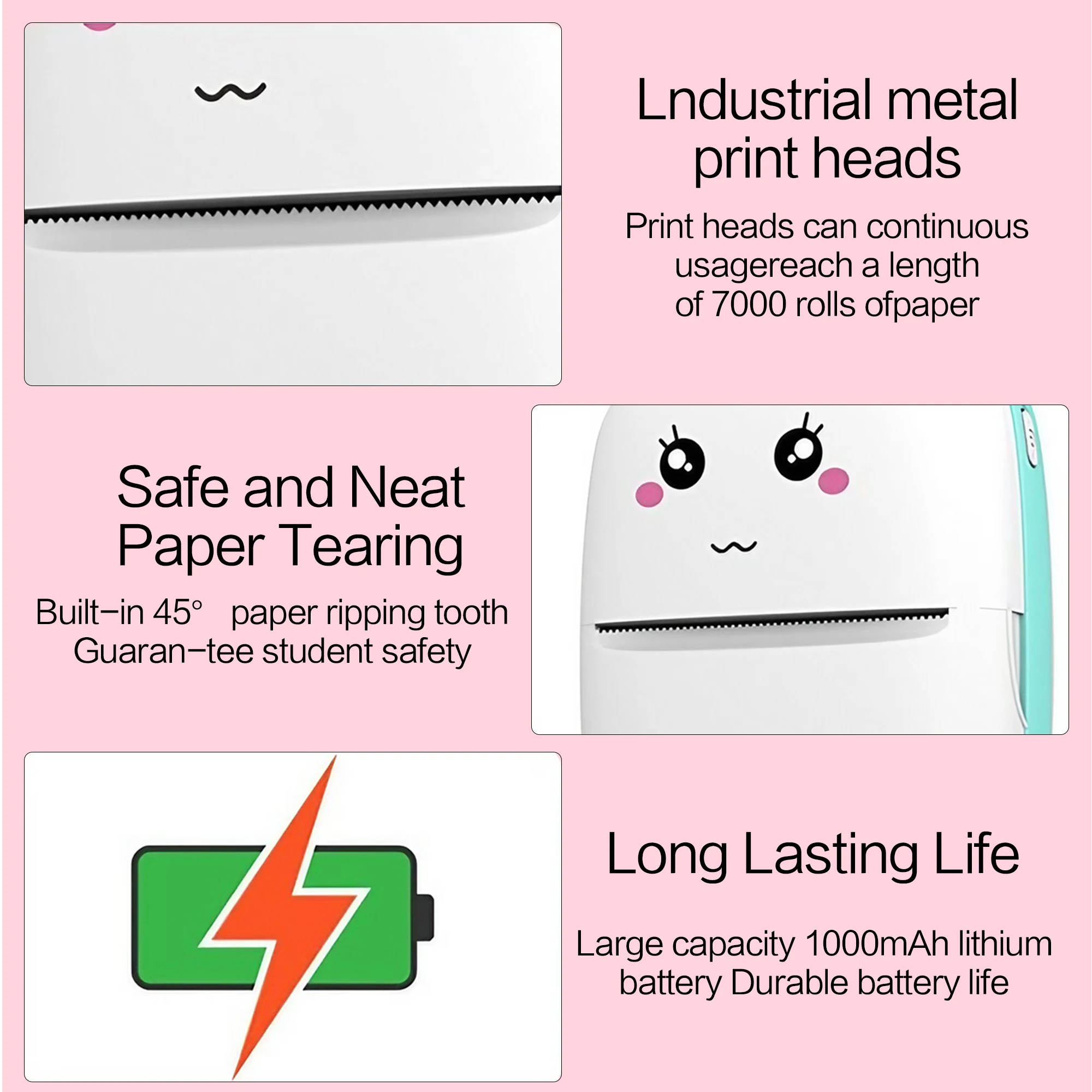 Mini Sticker Printer Bluetooth Smart Pocket Inkless Thermal Printer with 14 Rolls Thermal Paper and Sticker