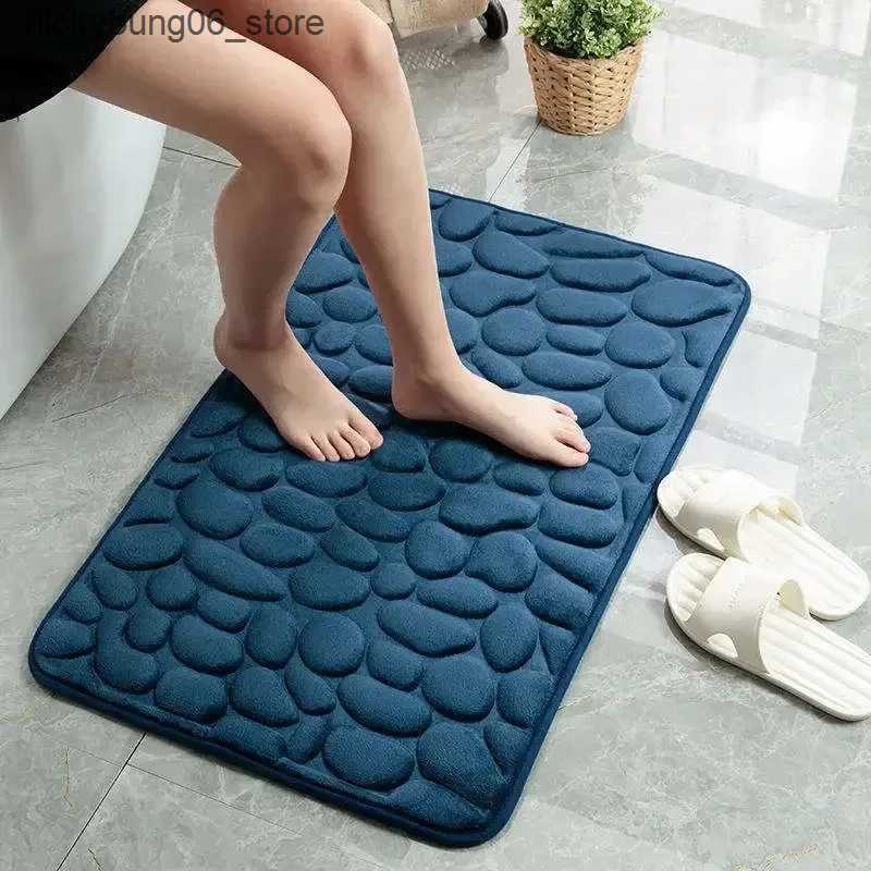 Non-Slip Bath Mats Cobblestone Emed Absorbent Bath Mat Thicken Non-slip Mat Damp-proof Soft Foot Pad Shower Room Doormat Memory Foam Pad L240910