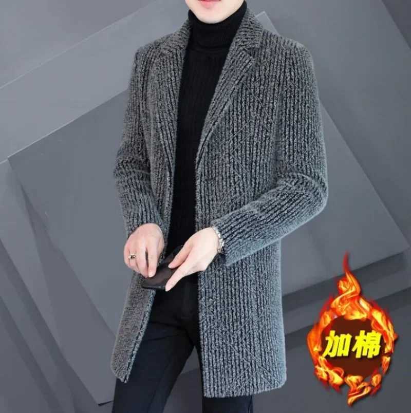 2024 High-end Feel Men Fashion Handsome All Woolen Coat Suit Collar Long Trench Coat Woolen Coat Thick Casual Winter Jacket Men LX241010