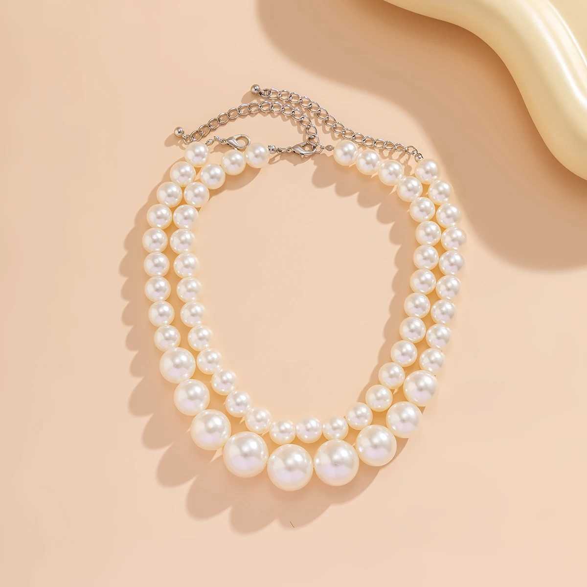 Layered Imitation Pearl Beads Short Choker Necklace for Women Trendy Charms Beaded Chain on the Neck 2023 Fashion Jewelry FemaleX241009