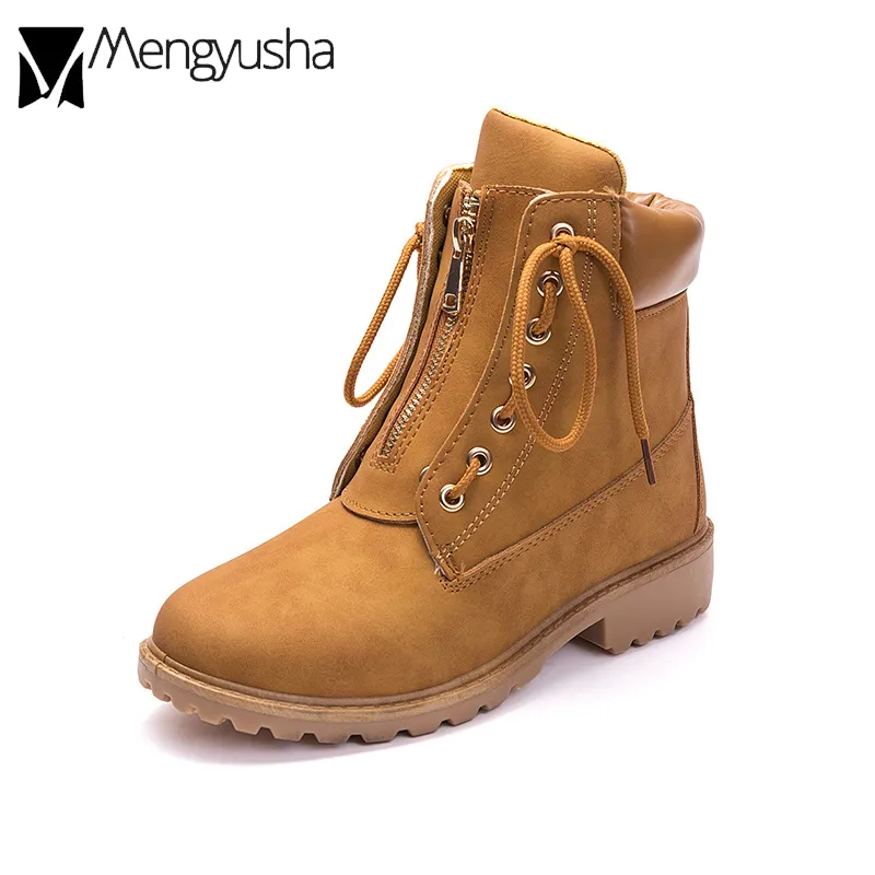 British Winter Work Riding Boots Women 5 Colors Famous Designer Two Wear Ankle Booties Front Zip Lace-Up Flat Botas Shoes Bottes Slippers