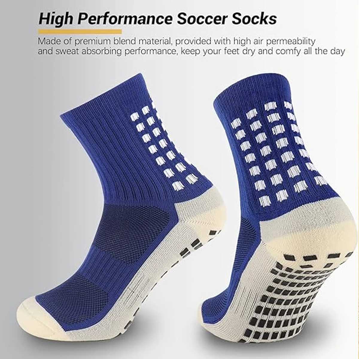 4 pairs of womens and childrens soccer socks with non slip grip and soccer pad designed specifically for non slip grip during sportsW241010