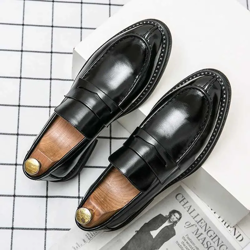 Premium Sier Business Mens Oxford Leather Brand Loafers Slip On High Quality Wedding Soft Sole Dress Shoes H240709 241122