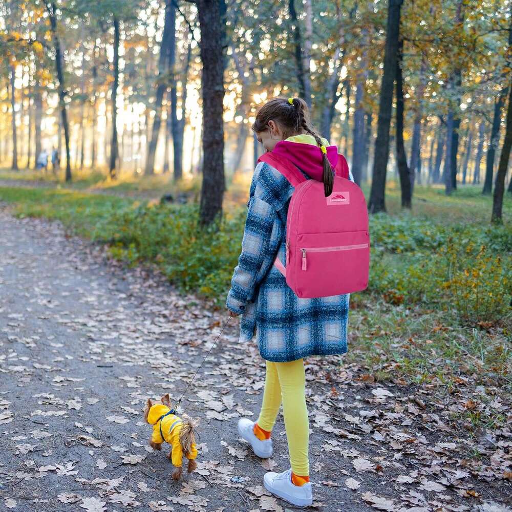 Classic 17 Inch Backpack with Adjustable Padded Shoulder Straps (Pink)