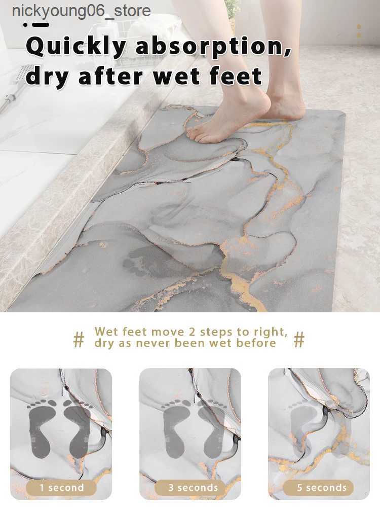 Non-Slip Bath Mats Nordic Diatomaceous Earth Floor Stone Bath Mat Absorbent Bathroom Rugs Foot Mats Quick Dry Toilet Carpet Non-slip Shower Pad L24091