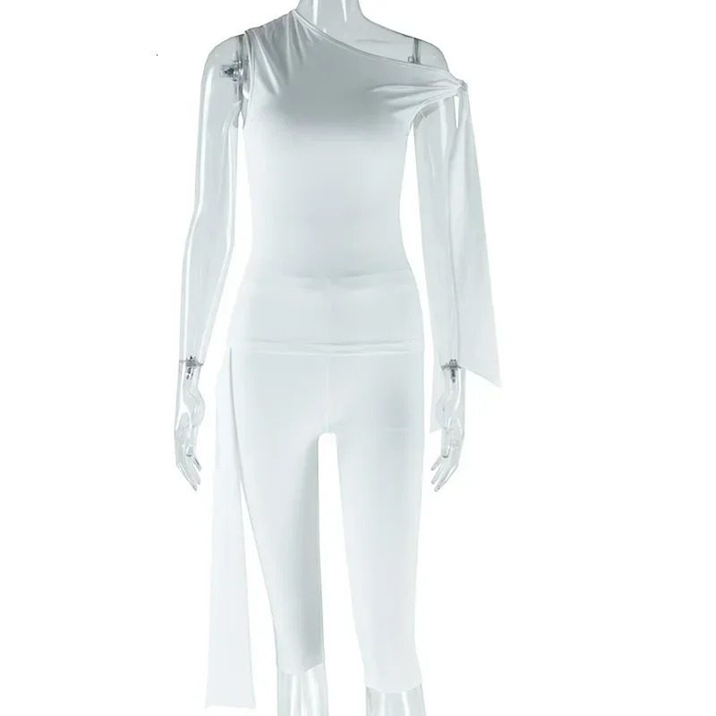 Uetee white twopiece pants set sexy womens sleeveless lace toptight knee length 241008