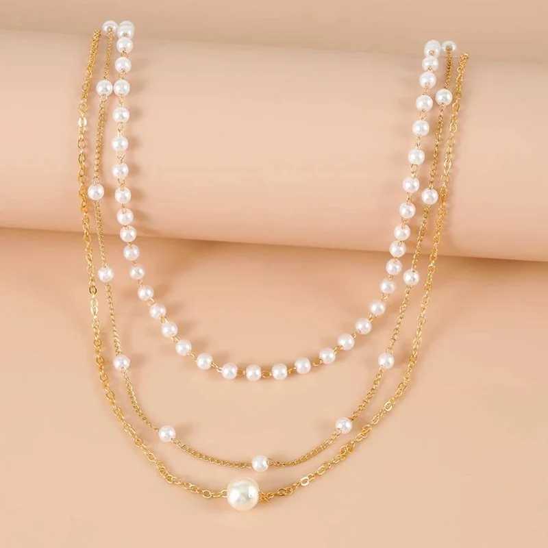 YWZIXLN Trend Elegant Jewelry Wedding Multilayer Pearl Necklace For Women Fashion White Imitation Pearl Choker Necklace N0323X241009