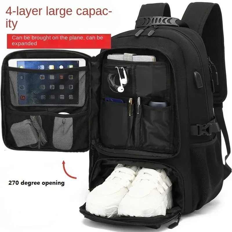 50L 60L 80L outdoor backpack with USB port suitable for mens bags large capacity unisex sports hiking camping 241008