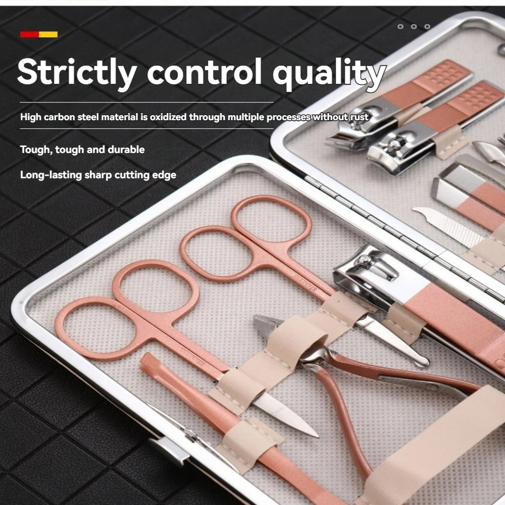 18 piece nail clipper set stainless steel rose gold care kit for convenient storage of foot manipulation tools nail clippers 240927