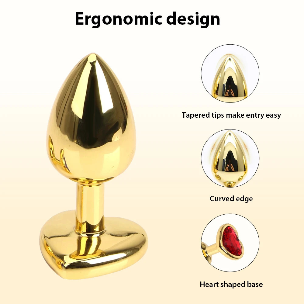 Anal Plug Female Sex toy 3 Sizes Mini Heart Hip Stimulator Smaller Gold-plated Metal Anal Plug Adult Sex Toy For Men Women Game 241010