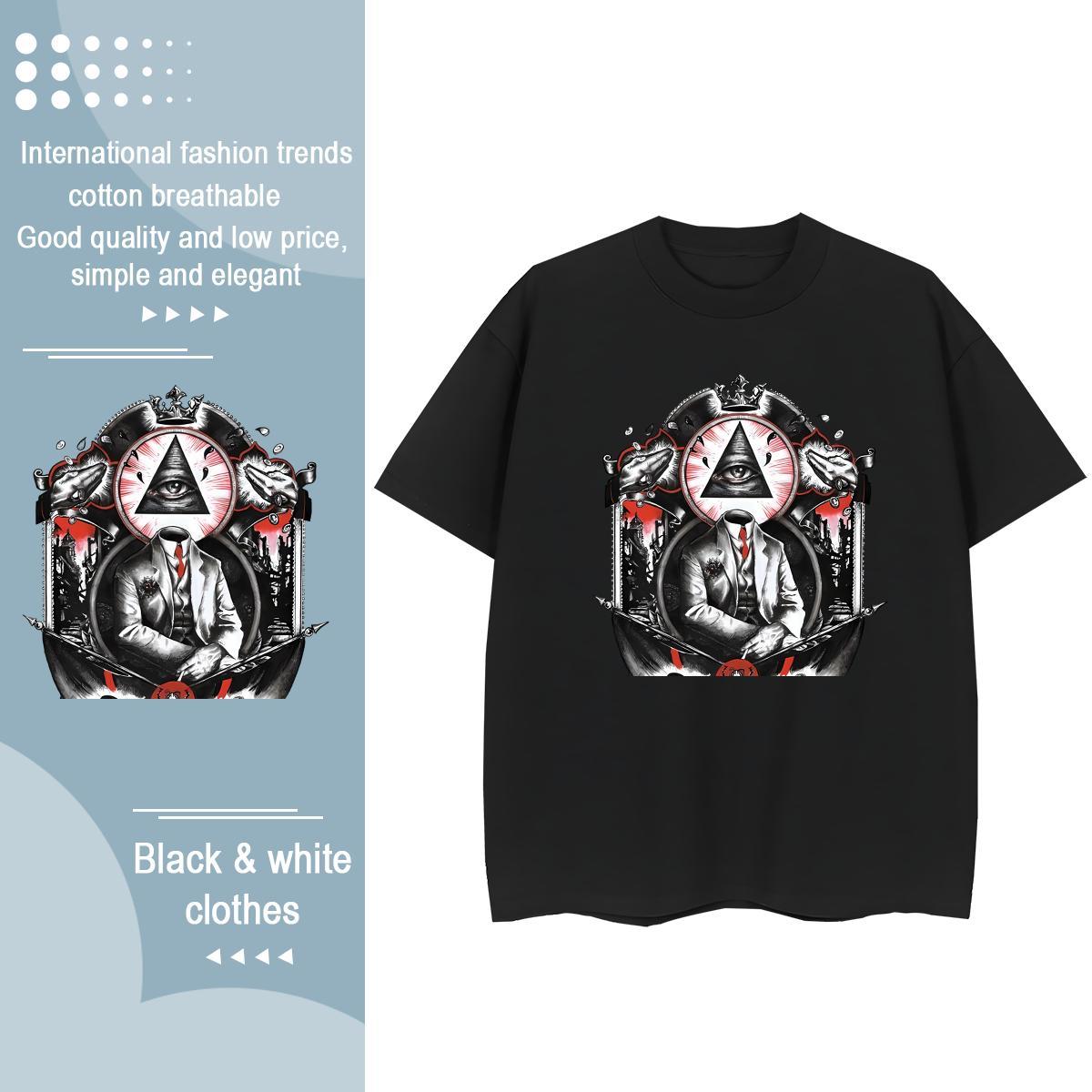 TOP Quality Women T Shirts 100% Cotton 230g Breathable Soft High Street Hip Hop eye of the devil Womens Tshirts High quality DIY Logo Tops Shirt