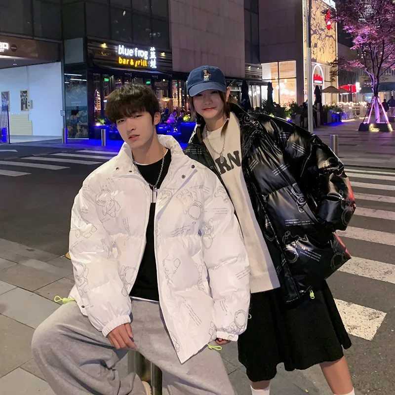 Men's Down Parkas Fluorescent Print Puffer Parkas Mens Winter Fashion Trend Skiing Waterproof Warm Jacket Tn Hip Hop Bubble Jacket Y2410099FJ1