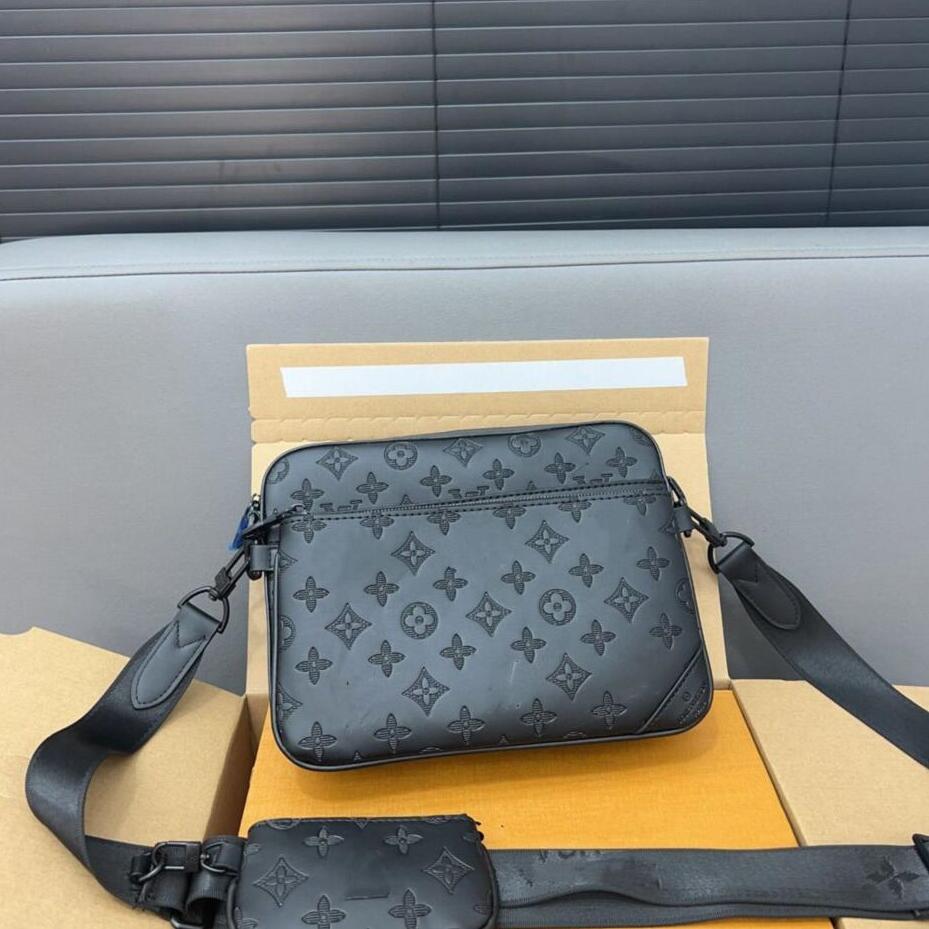 handbag man Crossbody luxury TRIO desinger Messenger Bag Eclipse Reverse Canvas 3 Piece Set Leather Shoulder Bags With Purse Wallet Clutch black grey