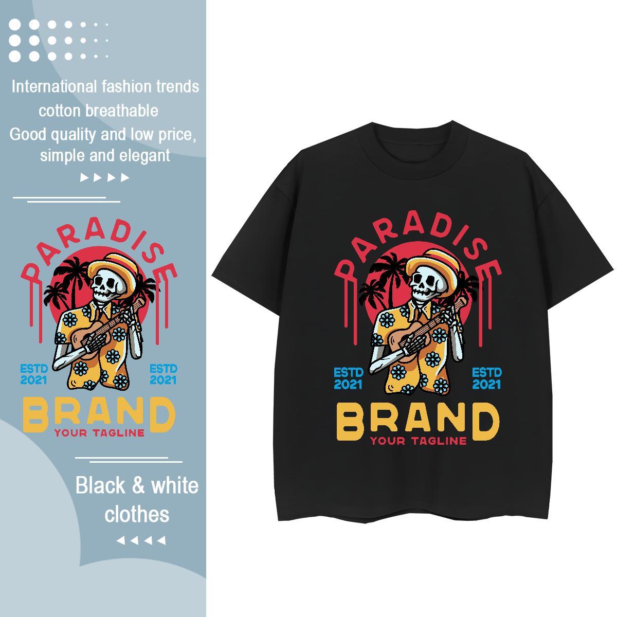 New Arrival T-Shirts 100% Cotton 230g Short Sleeve O-Neck Casual Beach skull Women Tshirts Nice DIY Printed Top Tees