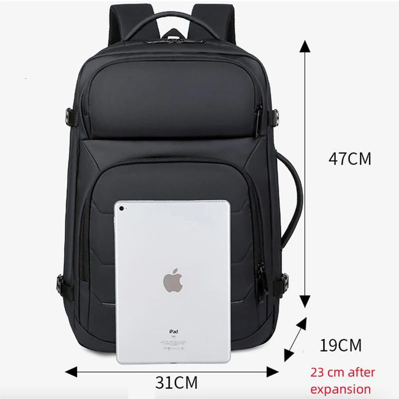 Expandable Mens 17 inch Laptop Backpack Waterproof Bag USB School Sports Travel 241008