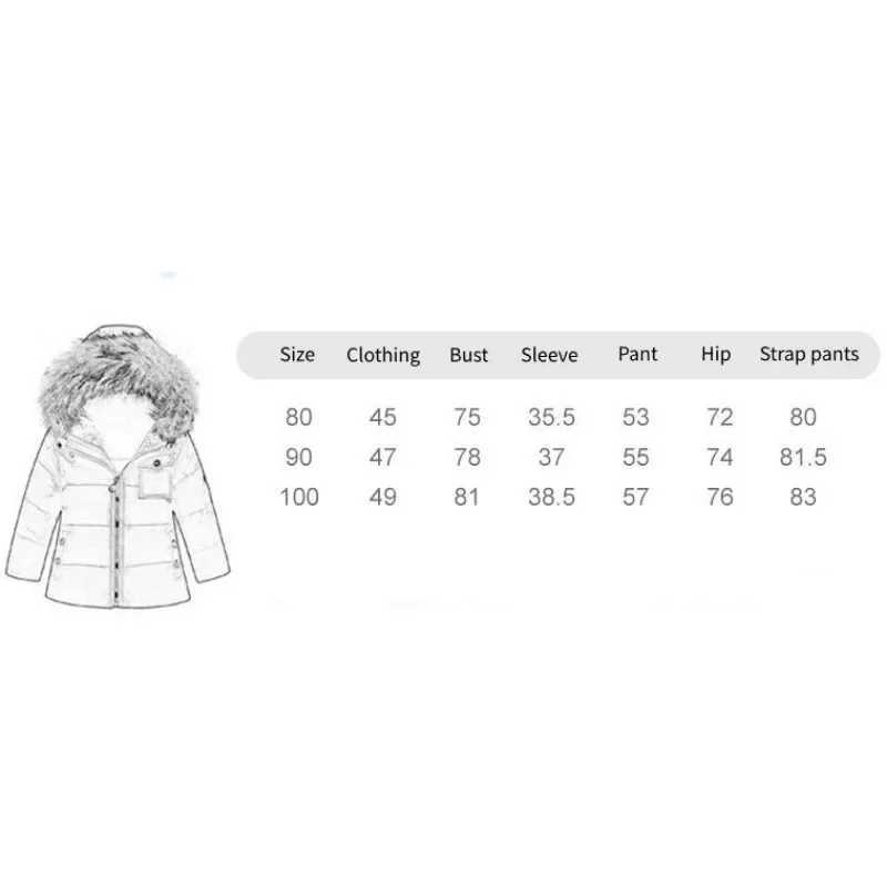 Down Coat Childrens snow jacket and winter thick set for toddlers hooded fur down jacket ski jacket and snow bib pants H241010