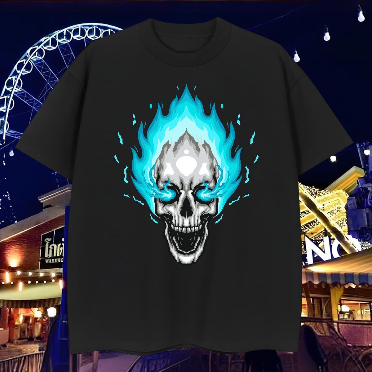 Comfortable Men T Shirts 230g Cotton skull Street wear Hip Hop Custom Big Size Short Sleeve O-Neck Men Tops Tees Fashion Design Tshirts