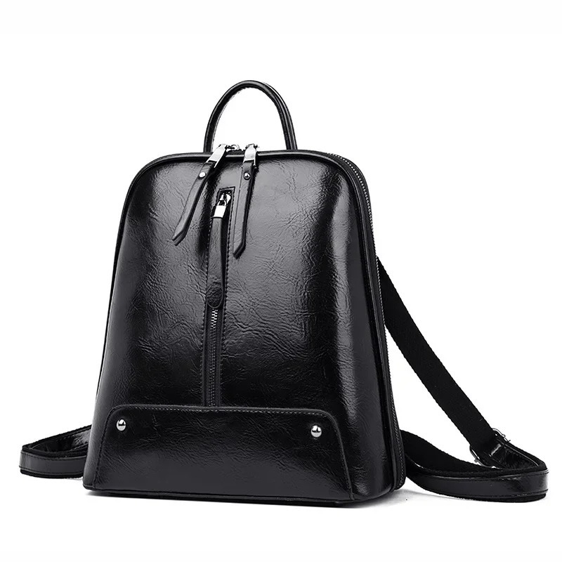 Womens leather backpack fashionable wallet womens travel shoulder bag large capacity school 241008
