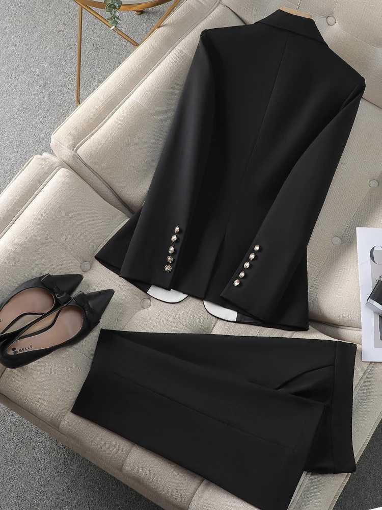 Fashion Red Black Rice Womens Underwear Set 2-piece Office Womens Business Work Clothes Formal Jacket and Trouser W241009