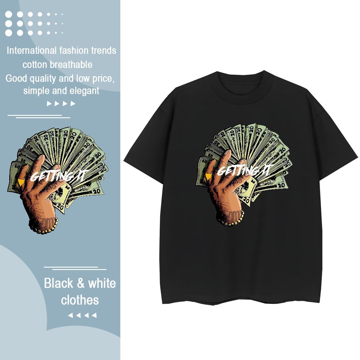 Fashion New T Shirts Women 230g 100% Cotton Crew Neck Daily Outfit money Women Tshirts Unisex Customized Polos