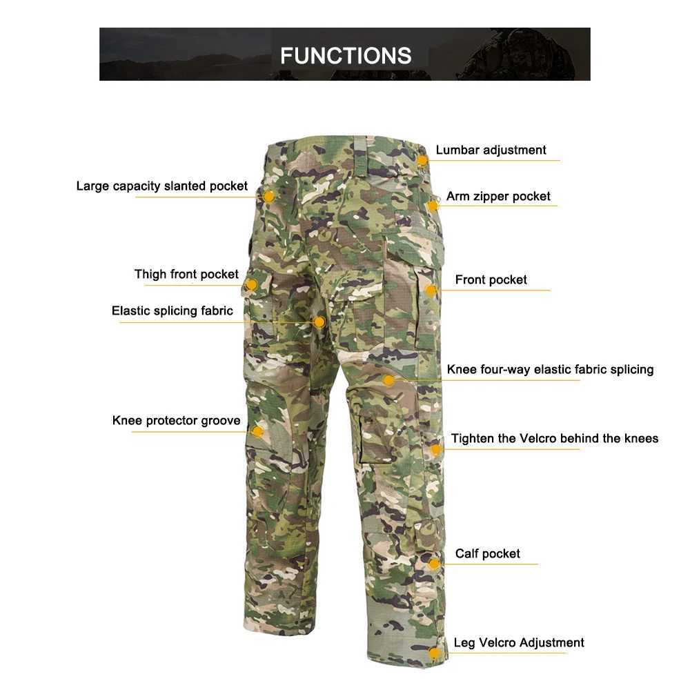 Mens combat camouflage cargo pants outdoor tactical training Trouser camouflage multi camera hiking hunting clothing W241009