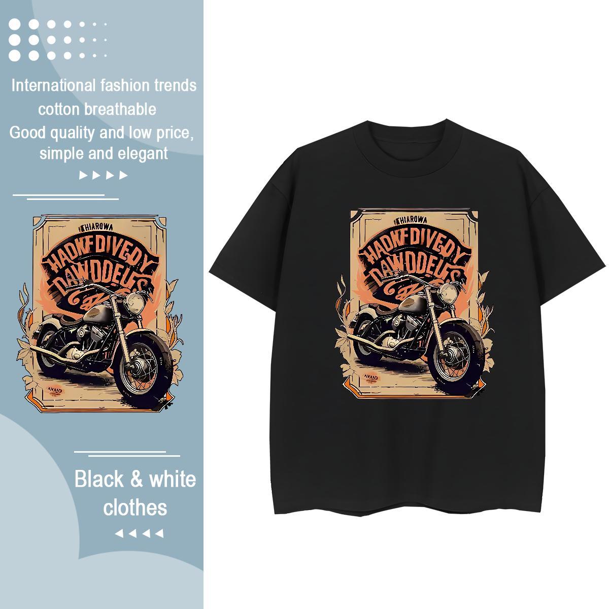 High Quality T Shirts Men 230g 100% Cotton Motorcycle Home Outdoor DIY Round Neck Short Sleeve Men Clothes T-Shirt 2024 New Tees