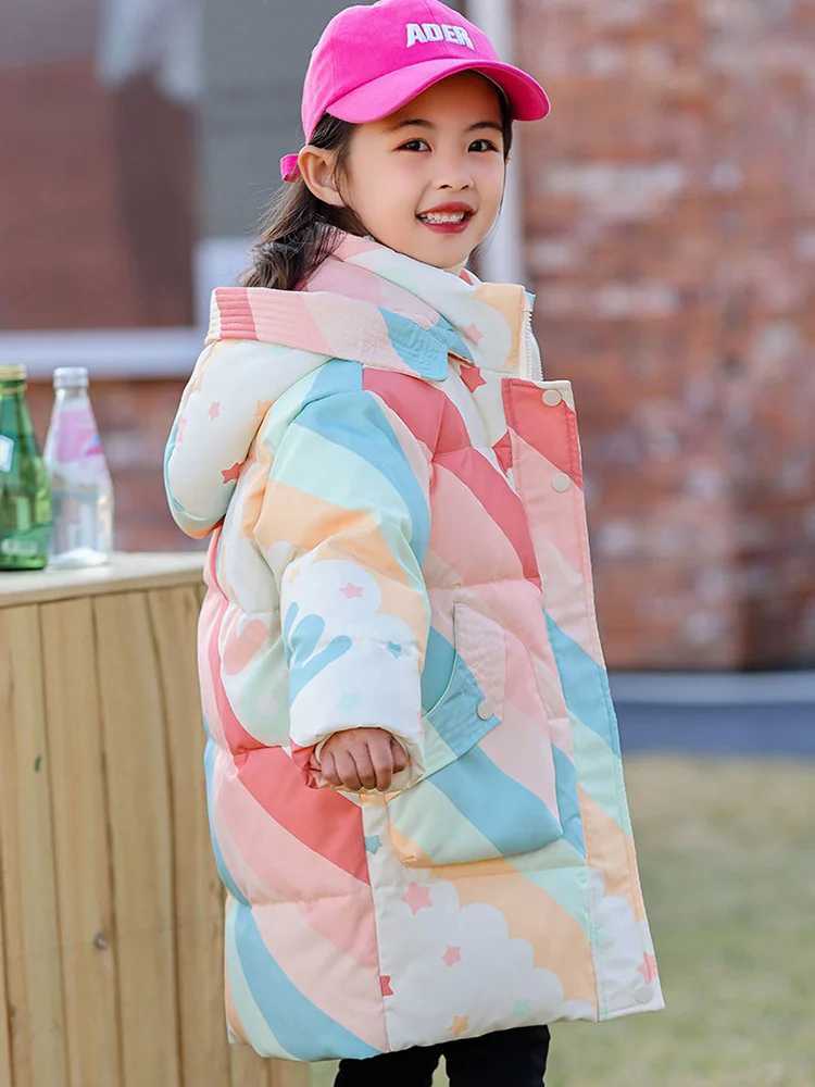 Down Coat 2024 Winter Girls Down Jacket Thick Warm Printed Winter Jacket for Preschool Girls 2-5 Years Old Baby Girls Park H241010
