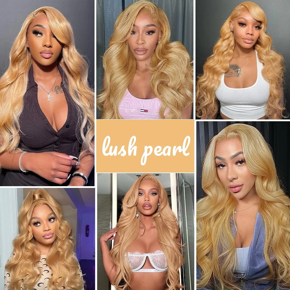 Honey blonde high gloss lace wig 13X4 synthetic lace front wig suitable for female body shedding before waves baby hair wig lace closure 241007
