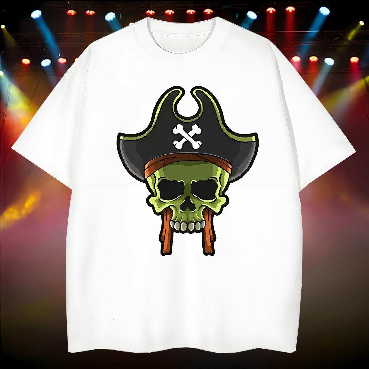 Unisex T Shirts Men 230g Pure Cotton skull Anime Printing Street Custom Printing Breathable Crew Neck Men Clothes T-Shirt Designer Wear