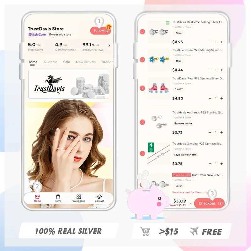 Trustdavis Genuine 925 Sterling Silver Temperament Sweet Choker Dazzling CZ Short Necklace For Women Wedding Jewelry Gift DS1869X241009