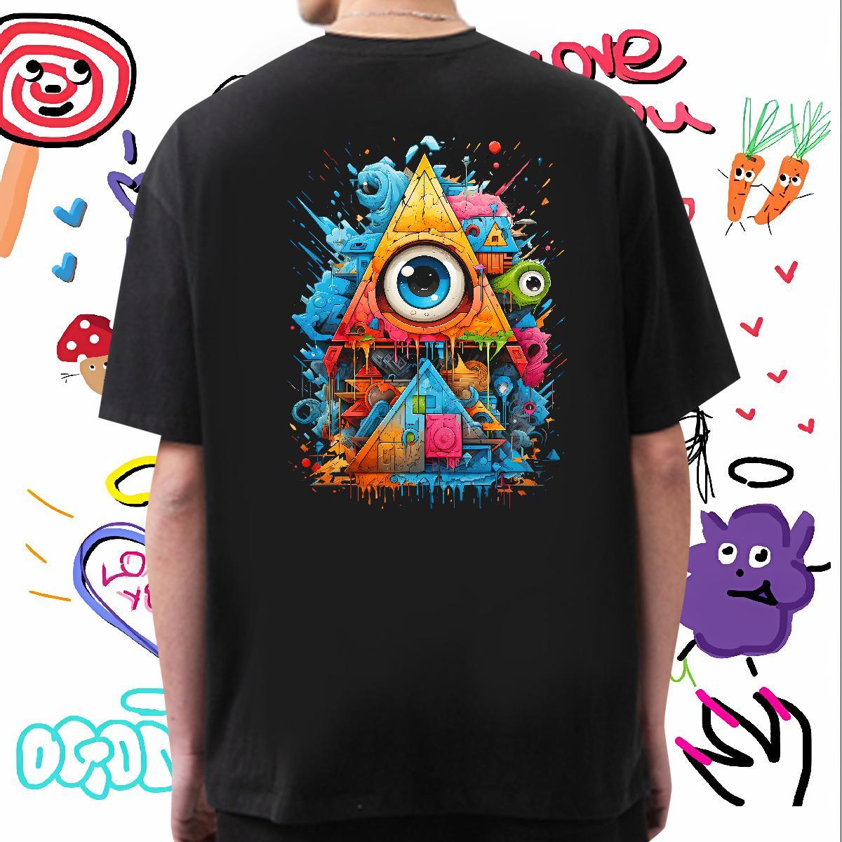 Unisex T shirt 230g Cotton eye of the devil Beach DIY Anime Breathable Short Sleeve Men Clothes T-Shirt Free Shipping Tops Shirt