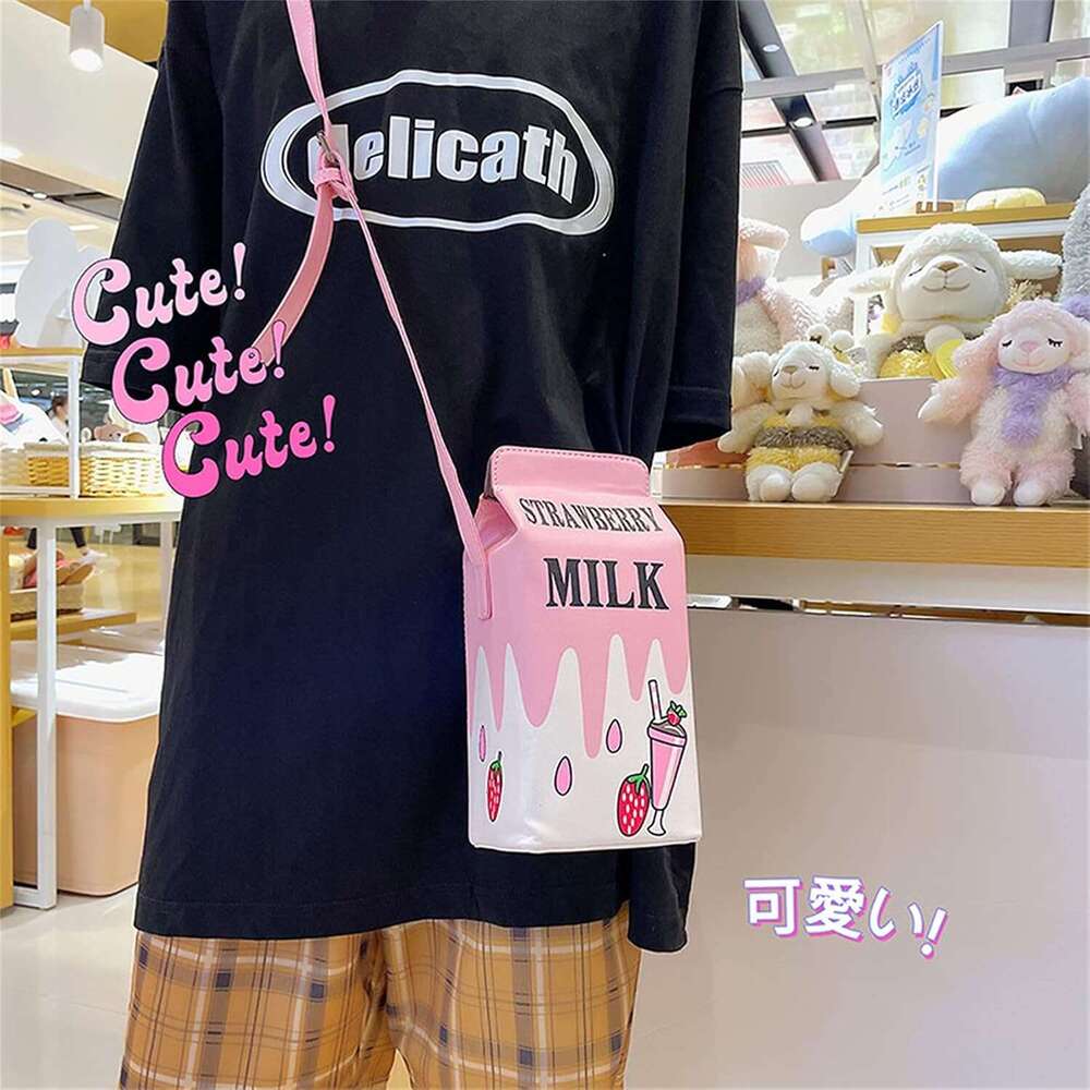 Fruits Unique Girls Banana Strawberry Milk Box Cross Body Purse Women Phone Wallet Shoulder Bag Super Gift