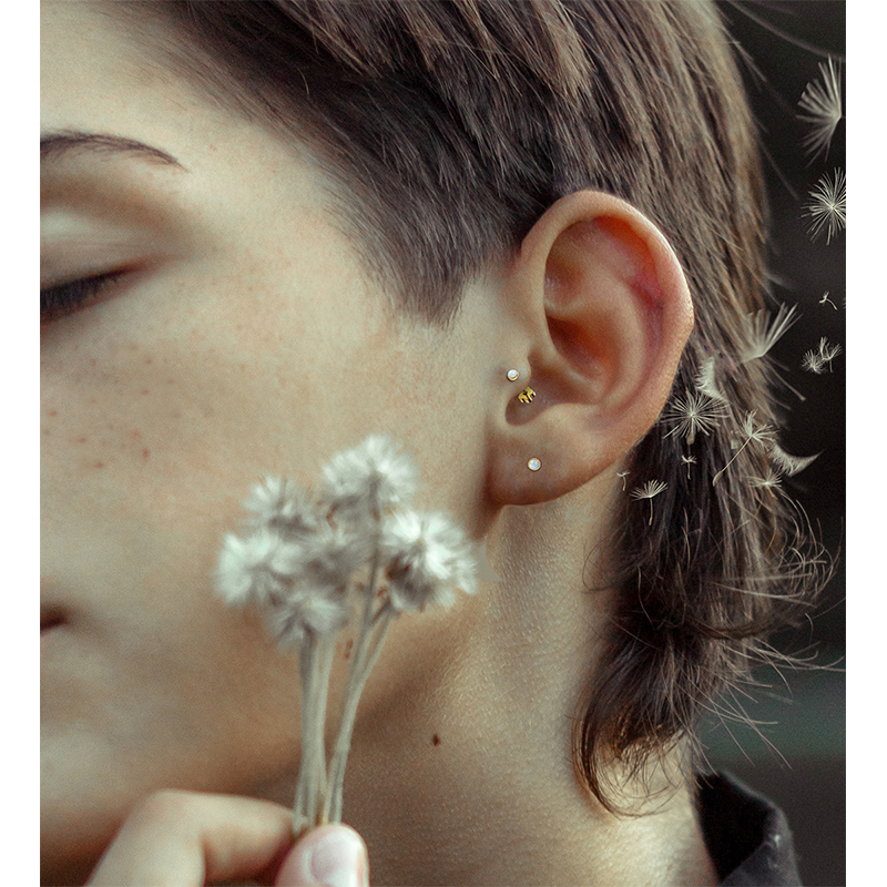 TUPMI 316L Stainless Steel Opal Earrings for Sensitive Skin Handmade Flower Screw Back Opal Stud Earrings 20G 14K Gold Hypoallergenic Nap Earrings for