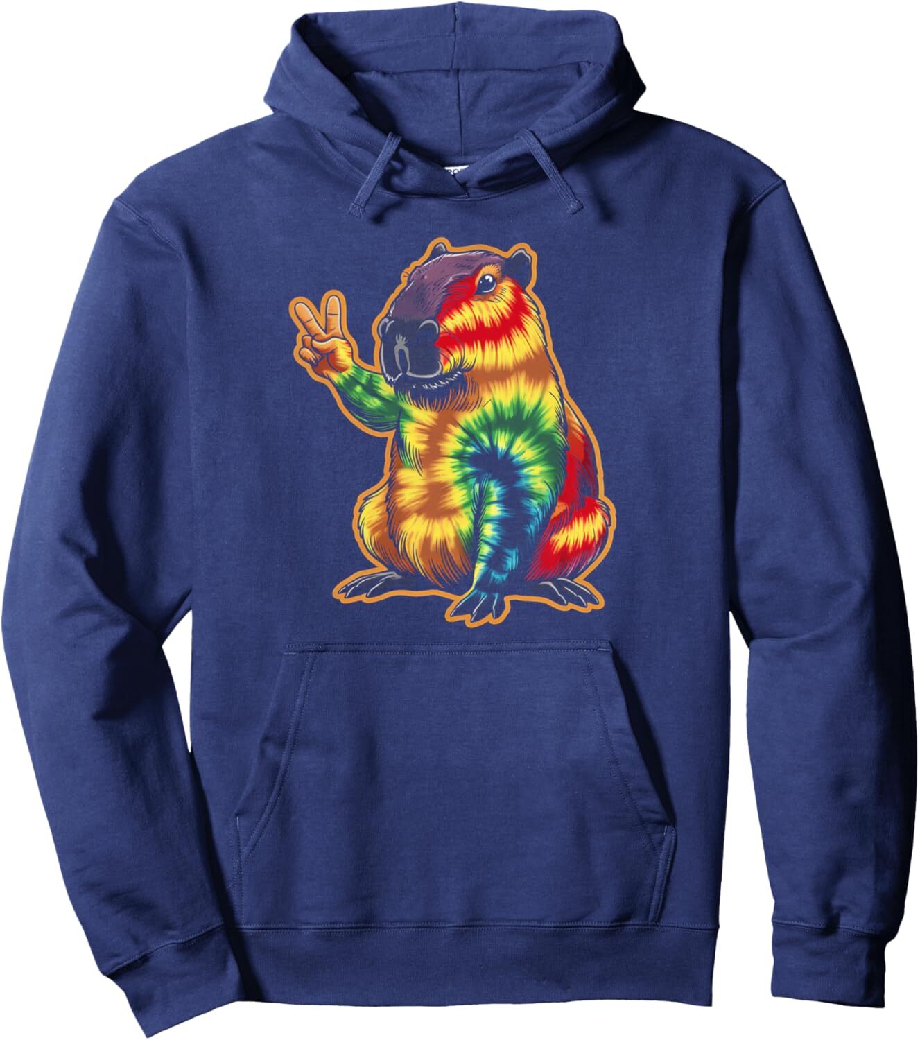 Hoodie for Mens Womens Capybara Rodent Animal Tie Dye Peace Sign Gifts Pullover Hoodie Graphic Hoodies sweatshirt Pullover Long Sleeve