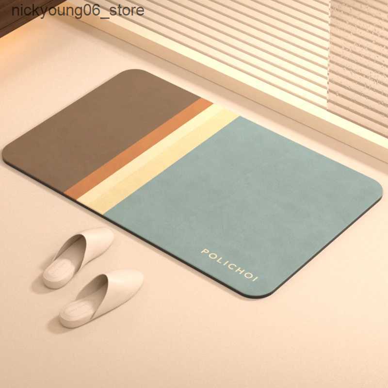 Non-Slip Bath Mats Bath Floor Mats Super Absorbent Bathroom Rug Anti-slip Diatomaceous Earth Foot Mat Quick Dry Toilet Carpet Doormat Washable L240910